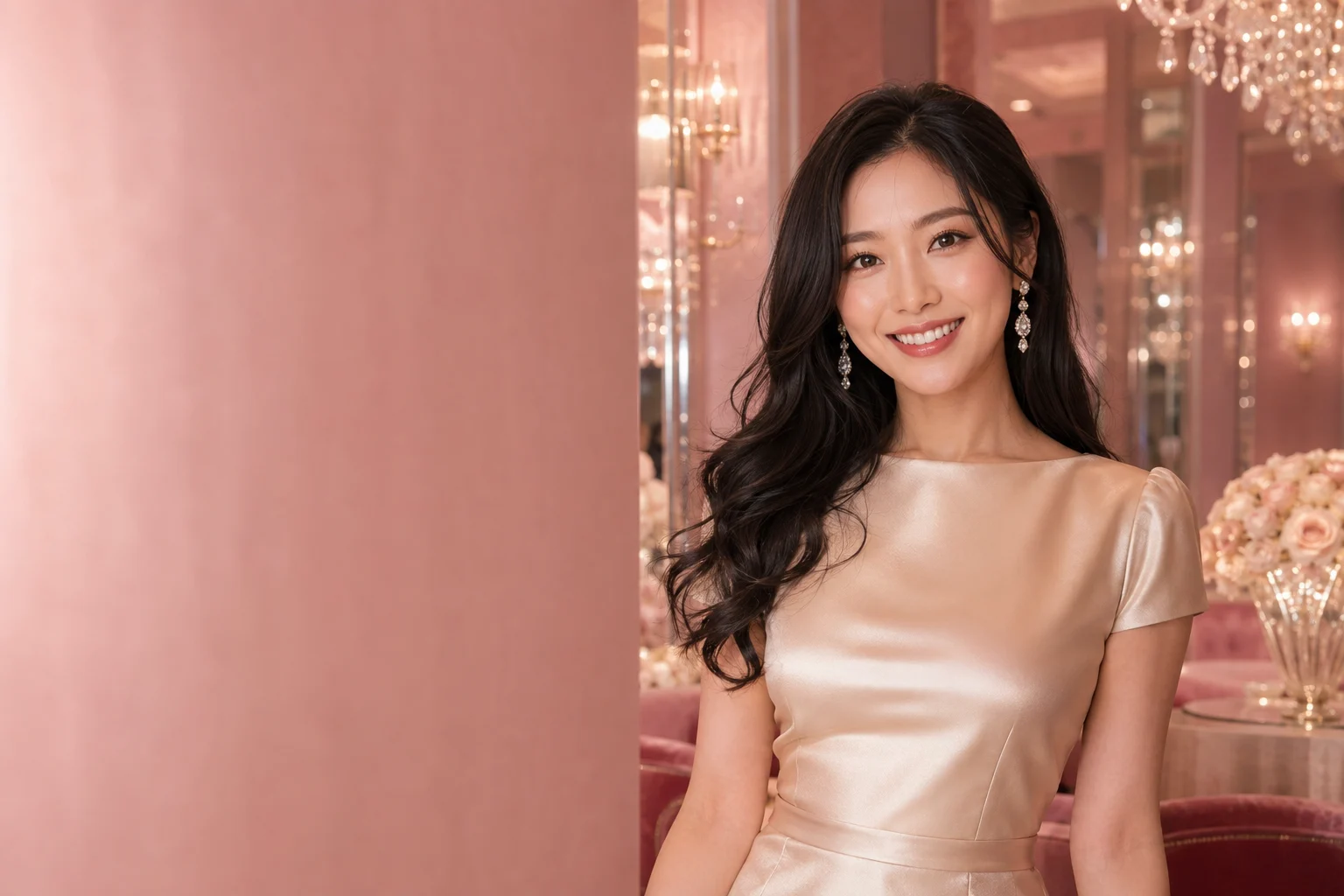 ドレスとジュエリーで装う女性（イメージ）